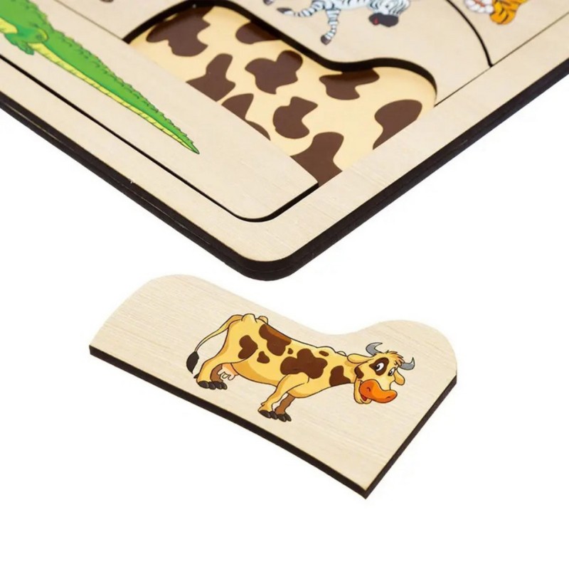 Дерев'яний пазл-вкладиш "Де? Чий візерунок?" Ubumblebees (ПСД074) PSD074 сортер