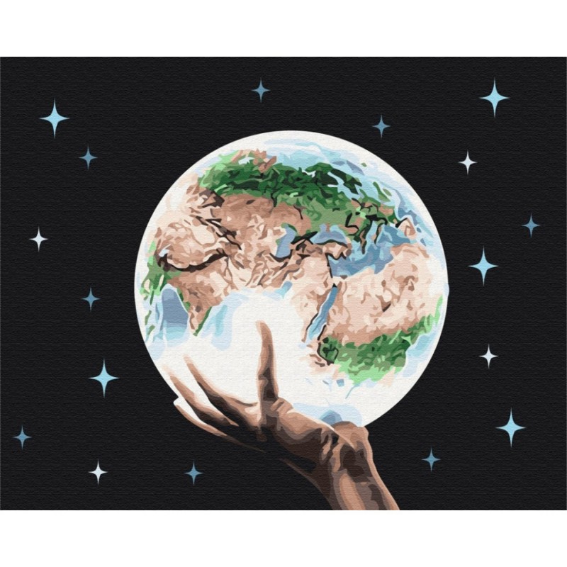 Картина за номерами "Планета в руках людини" BS26729, 40x50 см