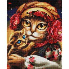 Алмазна мозаїка "Сім'я котиків" ©Маріанна Пащук DBS1037, 40x50 см