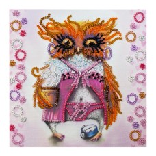 Набор для вышивания бисером "Сова с чашкой кофе" AM-104 15х15 см