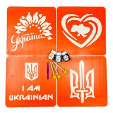 Набор для рисования по ткани "I Am Russian, Тризуб, Карта Украины, Украина цветущая" paint-n064-n059-n080-n058
