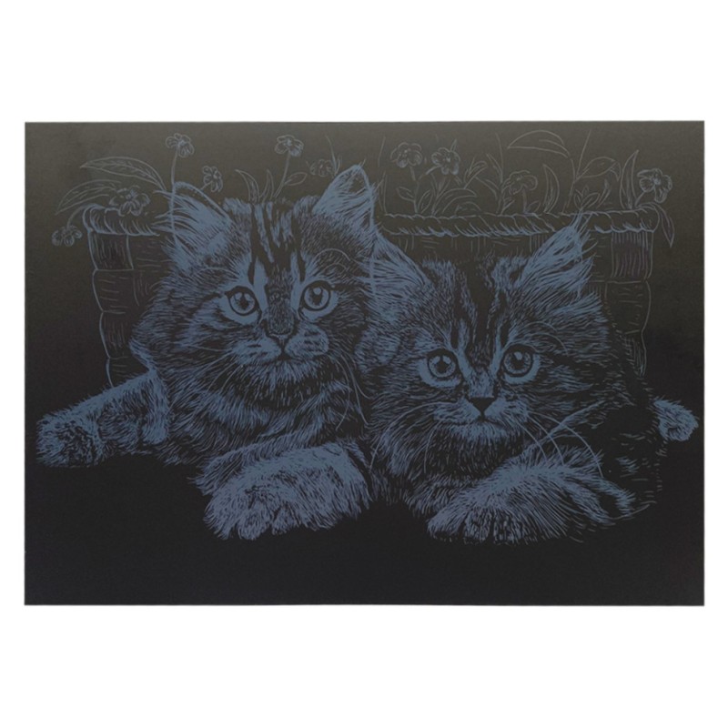 Гравюра А4 "Коти" ГрА4-13с економ варіант в пакеті 29,7х21 см