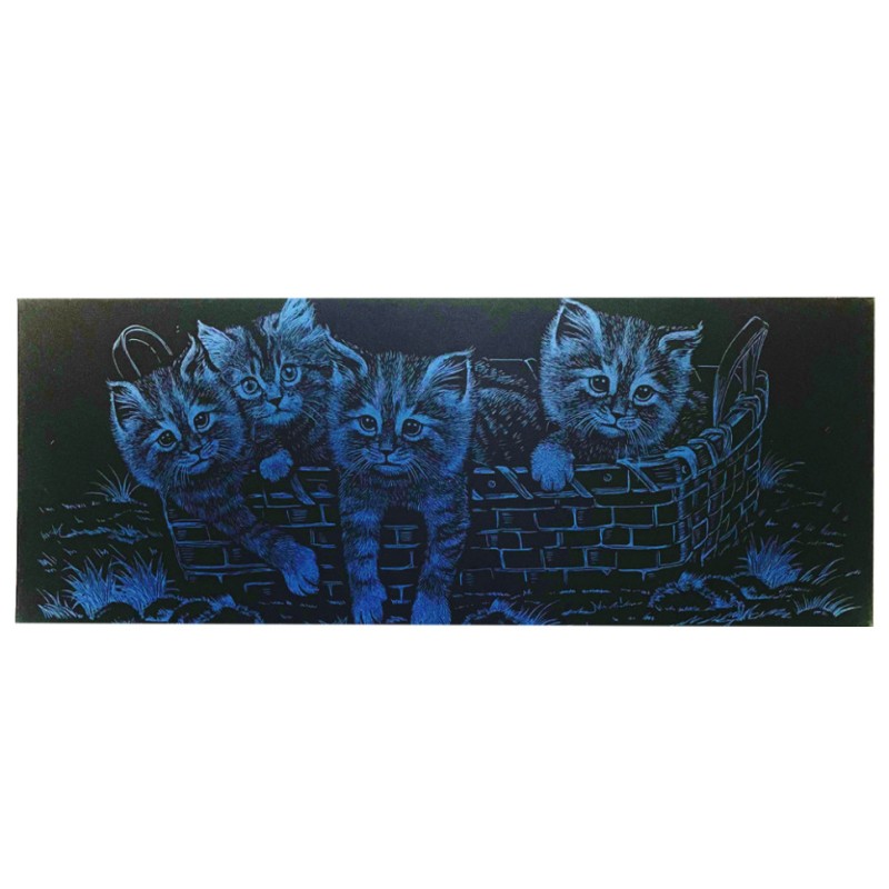 Гравюра панорама "Кошенята" ГрВ2-3 економ варіант в пакеті 41х15 см