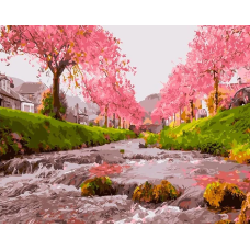 Картина по номерам. Brushme "Река в сакуре" GX25577
