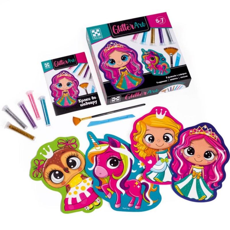 Набір для творчості "Glitter Art Казкові принцеси" VT4501-10, 5 флаконів з глітерами