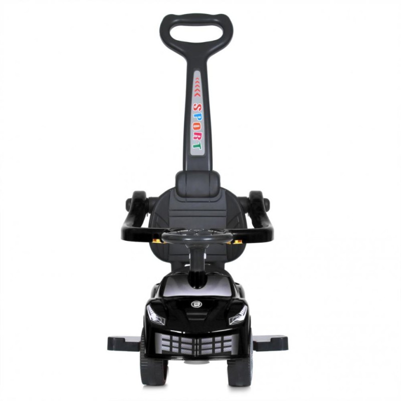 Дитяча каталка-толокар M 5728L-2 чорний, з батьківською ручкою