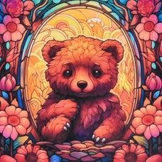 Алмазная мозаика "Мишка" DEEX16288 не полная выкладка 30х30 см