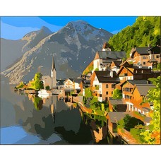 Алмазная мозаика "Горный городок" HEG86907 30х40 см