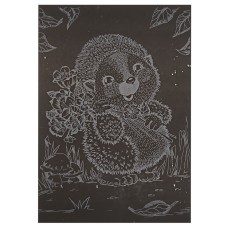 Гравюра А5 "Їжачок із квітами" ГрА5с-15 економ-варіант у пакеті 21 х 14,8 см