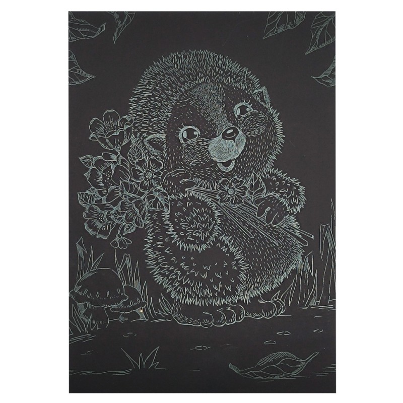 Гравюра А5 "Їжачок на прогулянці" ГрА5з-8 економ варіант у пакеті 21 х 14,8 см