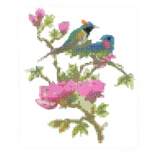 Алмазна мозаїка "Магнолія з пташками" 189772 картон, неповна викладка 21х25 см