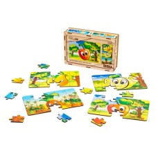 Дитячий дерев'яний пазл Фрукти 4 в 1 Puz-84681, 80 елементів