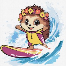 Картина за номерами "Літо. Їжак ловить хвилю" ©art_selena_ua KHO1255, 25х25 см