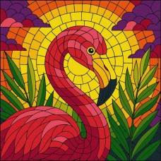 Картина за номерами "Вітраж. Фламінго" ©art_selena_ua KHO5165, 30х30 см