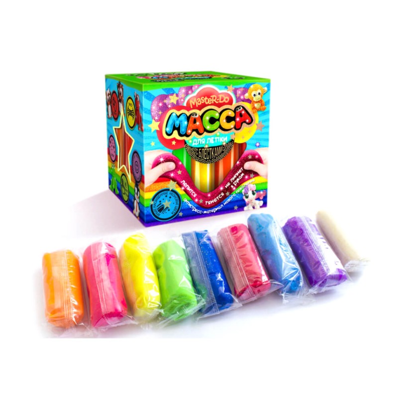 Тісто для ліплення "Master Do" 9 кольорів MMD-01-01…07 з блискітками 7596DT Вид 3