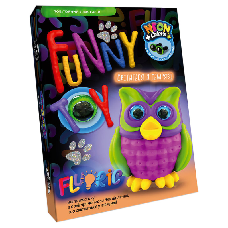 Набір креативної творчості "AIR CLAY" FLUORIC" ARCL-FL-01, 4 кольори Сова