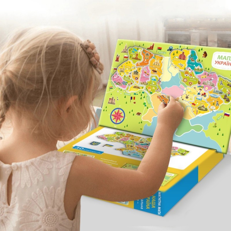 Розвиваюча гра "Магнітна мапа України" 200268 30 магнітних елементів