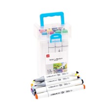 Набір скетч-маркерів 820-12 у пластиковому боксі, 12 кольорів