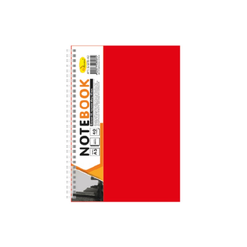 Блокнот А5 Б-БП5-40, 40 листів, пружина збоку Червоний