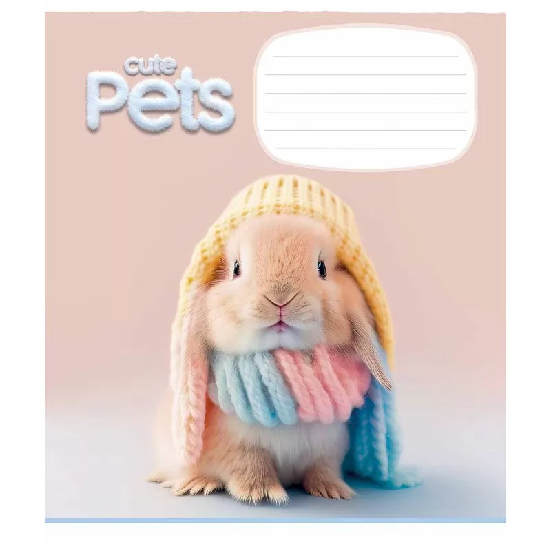 Зошит учнівський "Cute pets" 012-3253C-2 в косу лінію, 12 аркушів