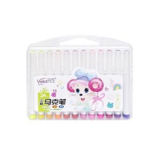 Набор фломастерів 24 кольори 237-24 м'який накінечник, у пластиковому боксі Рожевий