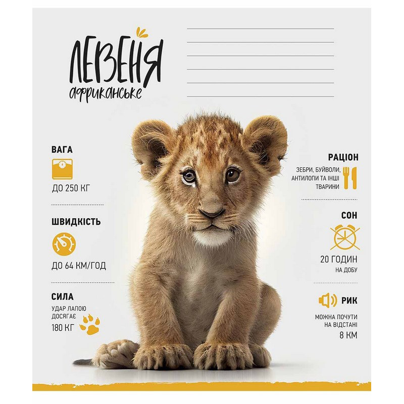 Зошит учнівський "Africa Animals" 012-3279K-1 в клітинку, 12 аркушів