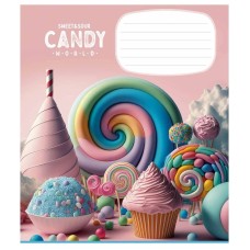 Зошит учнівський "Candy world" 012-3266C-1 у косу лінію, 12 аркушів