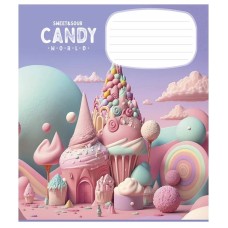 Зошит учнівський "Candy world" 012-3266C-2 у косу лінію, 12 аркушів