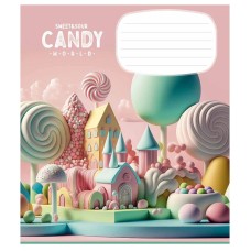 Зошит учнівський "Candy world" 012-3266C-3 у косу лінію, 12 аркушів