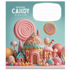 Зошит учнівський "Candy world" 012-3266C-5 у косу лінію, 12 аркушів
