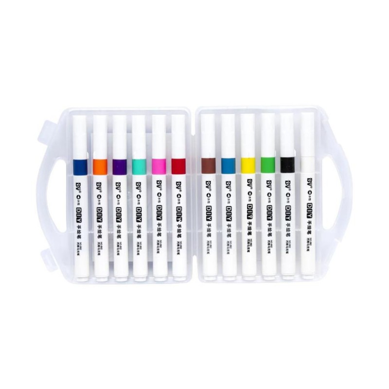 Маркер акриловий 12 кольорів BV-892-12 у пластиковому боксі