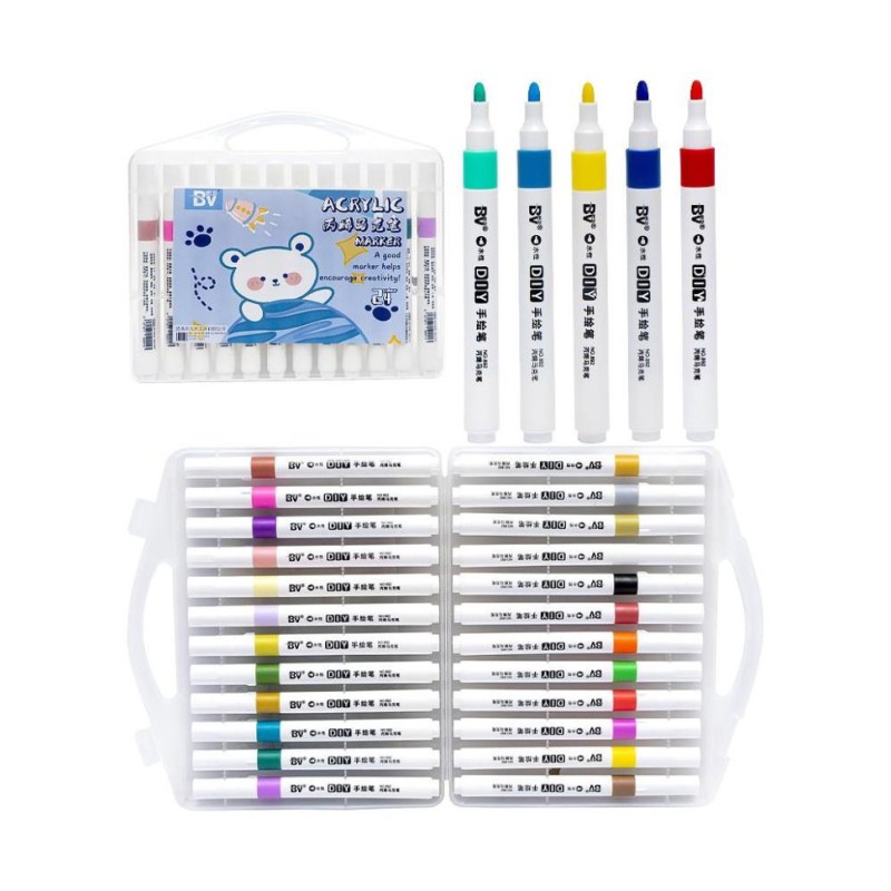 Маркер акриловий 24 кольори BV-892-24 у пластиковому боксі