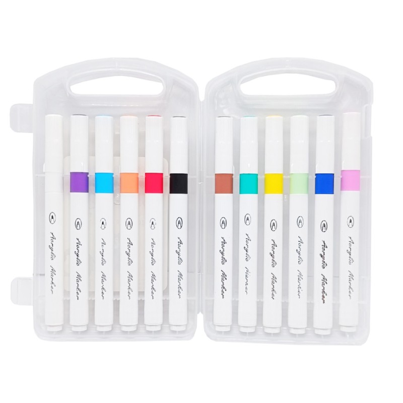 Набір акрилових маркерів A-911-12 у пластиковому боксі 12 кольорів
