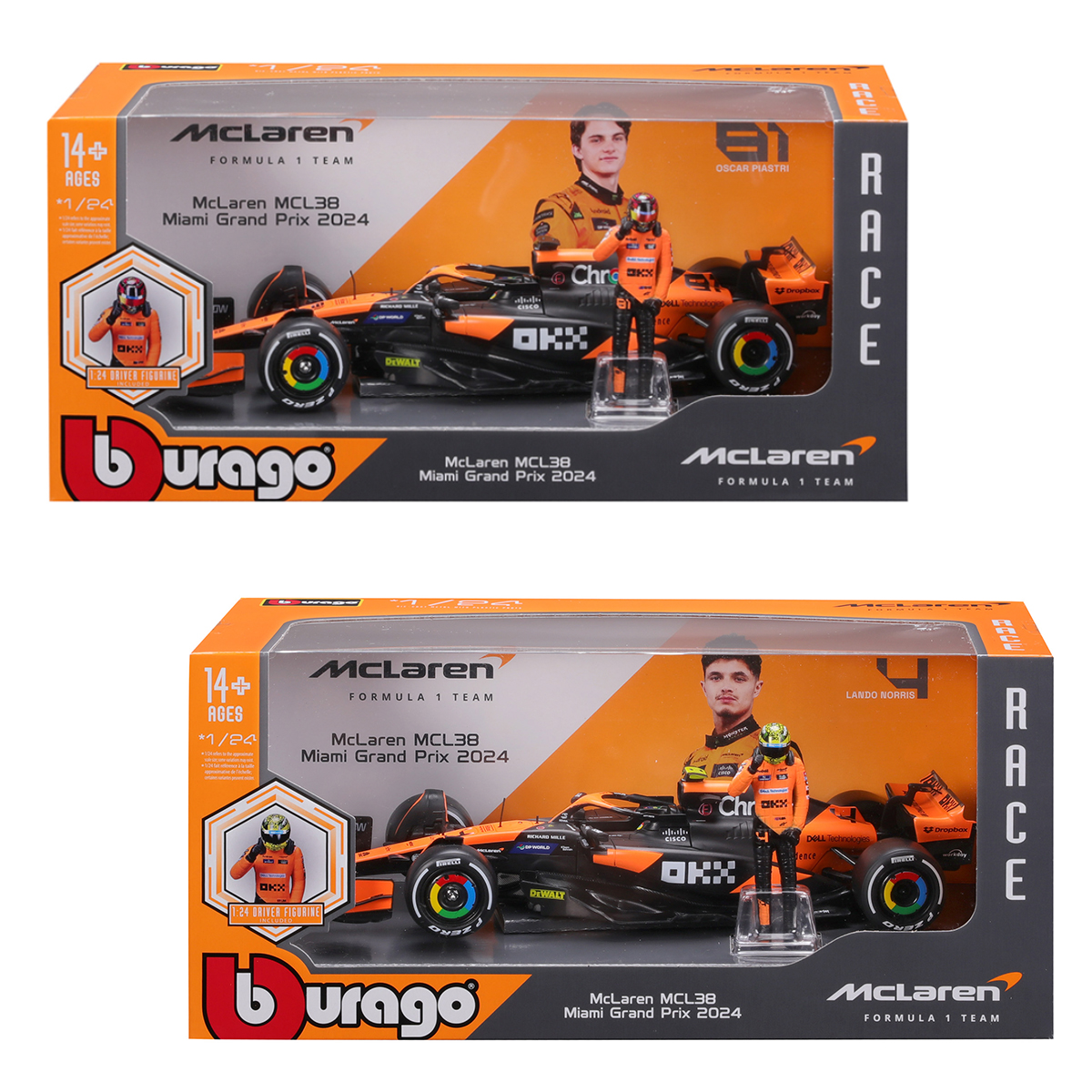 Автомодель з фігуркою - Mclaren MCL38 (1:24)