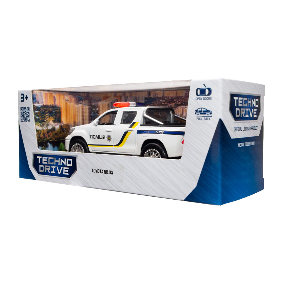 Дитяча автомодель Toyota Hilux Police TechnoDrive KM250426 масштаб 1:32 — фото 12