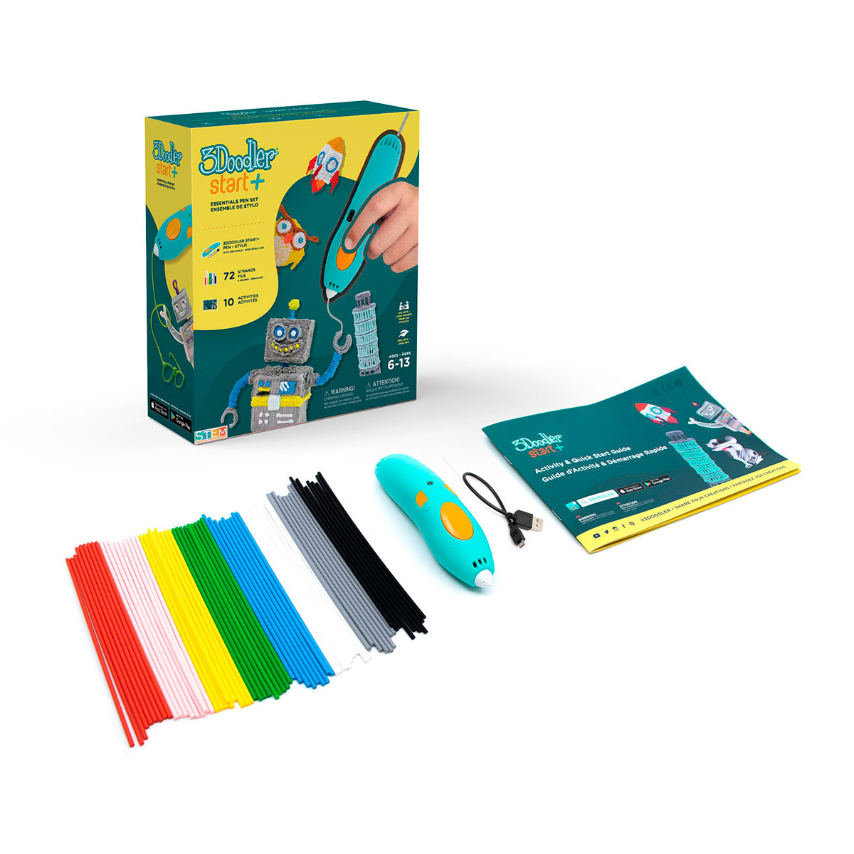 3D-ручка 3Doodler Start Plus для дитячої творчості базовий набір - Креатив (72 стрижні)