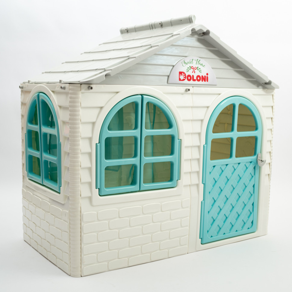 Ігровий Будиночок зі шторками Doloni Toys 02550/15 Біло-Бірюзовий — фото 3