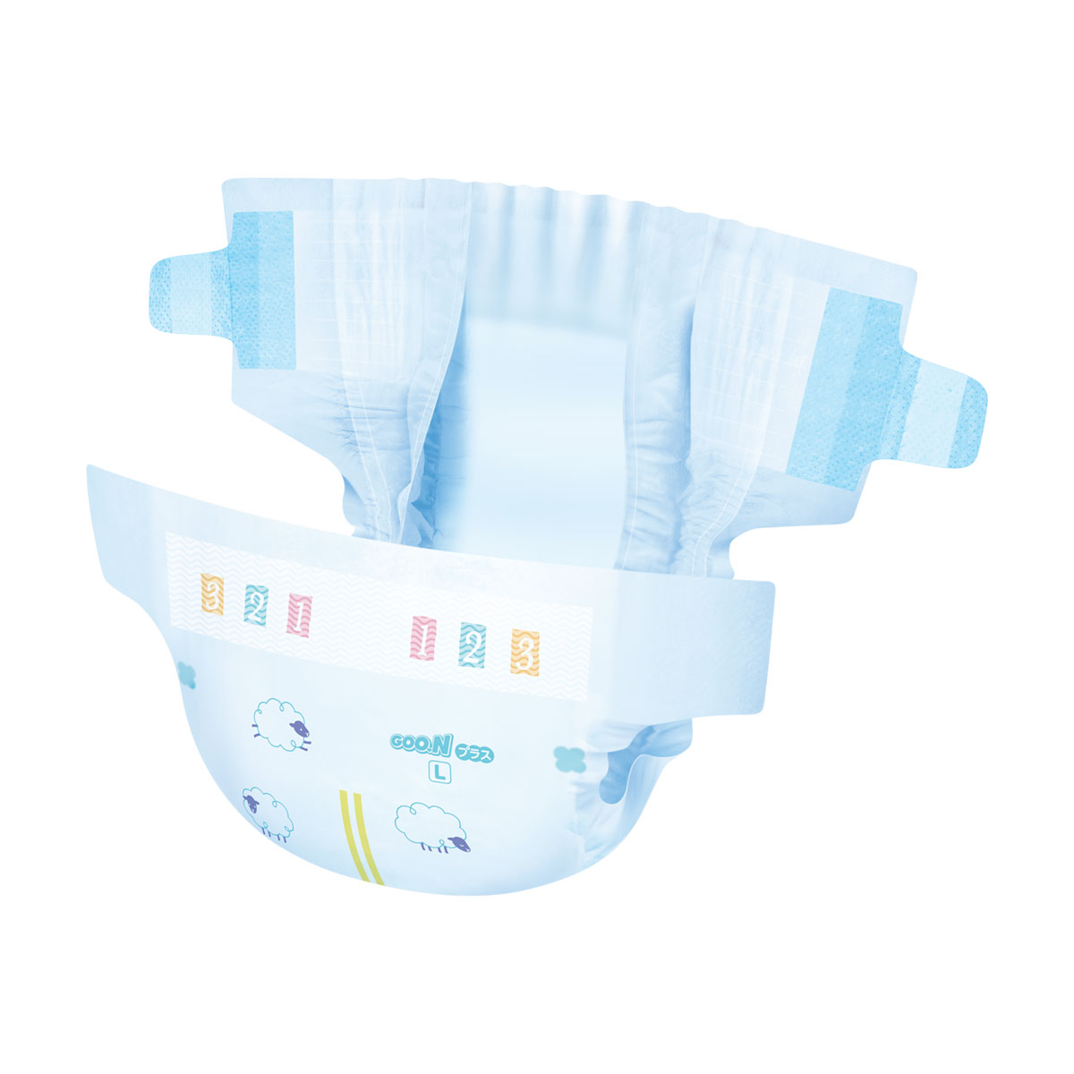 Підгузки Goo.N Plus для дітей 9-14 кг (розмір L, на липучках, унісекс, 44 шт) — фото 4