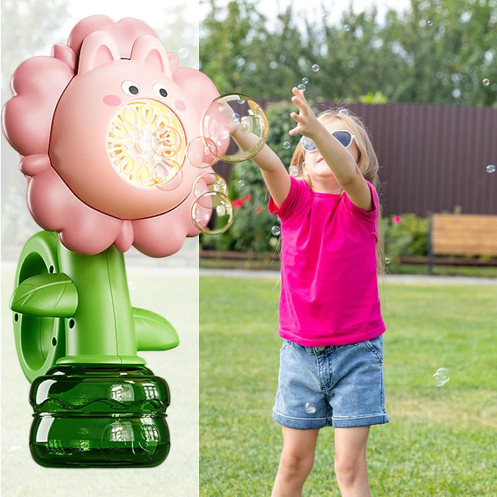 Мильні бульбашки Flower Bubble Machine BJC-5A(Bunny-Pink) зі світлом — фото 11