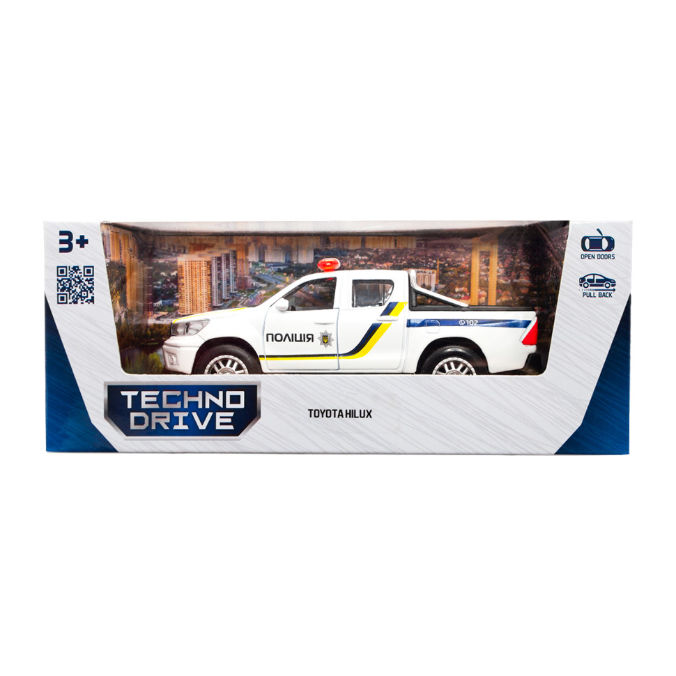 Дитяча автомодель Toyota Hilux Police TechnoDrive KM250426 масштаб 1:32 — фото 13