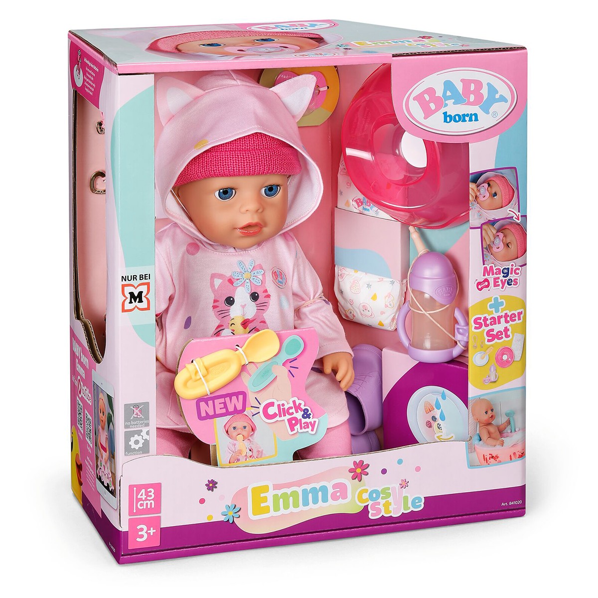 Лялька BABY born серії "Click & Play" – Емма в Костюмі з Вушками (43 см, з аксес.)