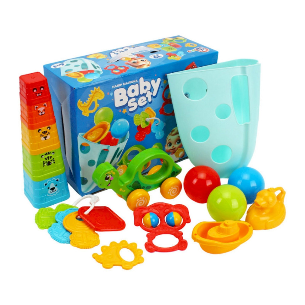 Дитячий подарунковий набір "Baby set 6 в 1" 3274TXK пірамідка, органайзер для ванни — фото 5