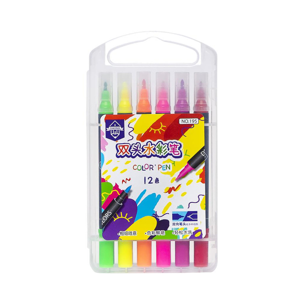 Дитячі Фломастери "Двосторонній" COLOR-IT 195-12 12 кольорів — фото 2
