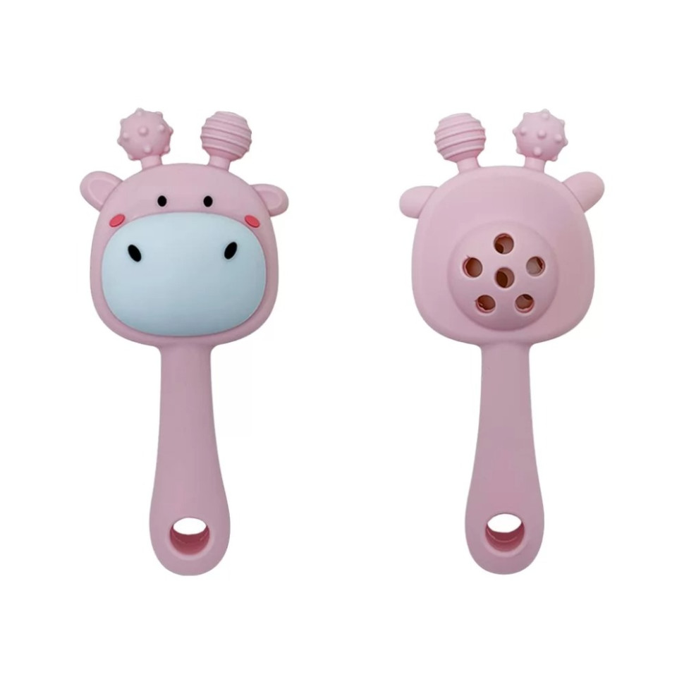 Силіконовий прорізувач-брязкальце "Жираф" MGZ-0428(Pink)