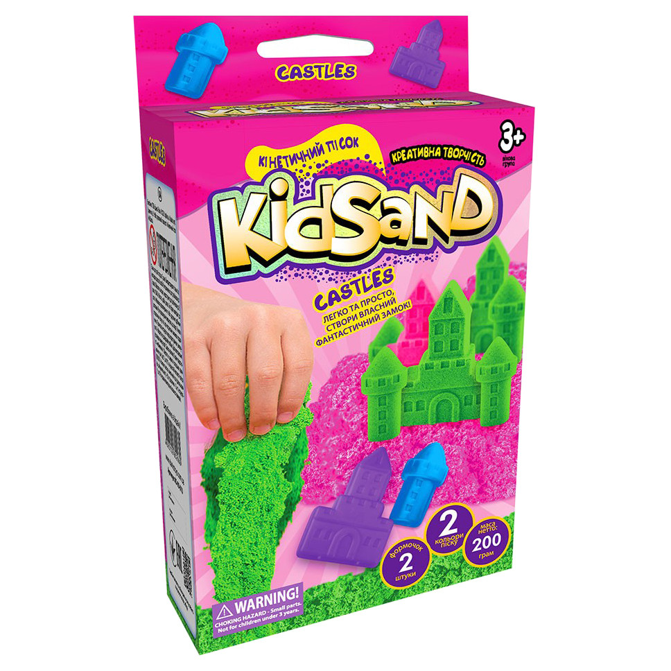 Кінетичний пісок KidSand KS-05-01U, 200 г в наборі Рожеві замки