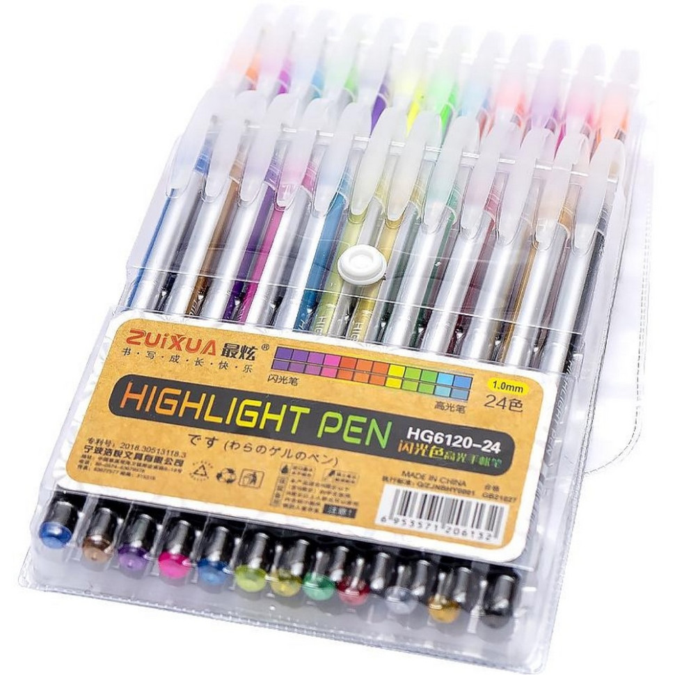 Набір гелевих ручок "Highlight Pen" HG6120-24, 24 кольори — фото 2