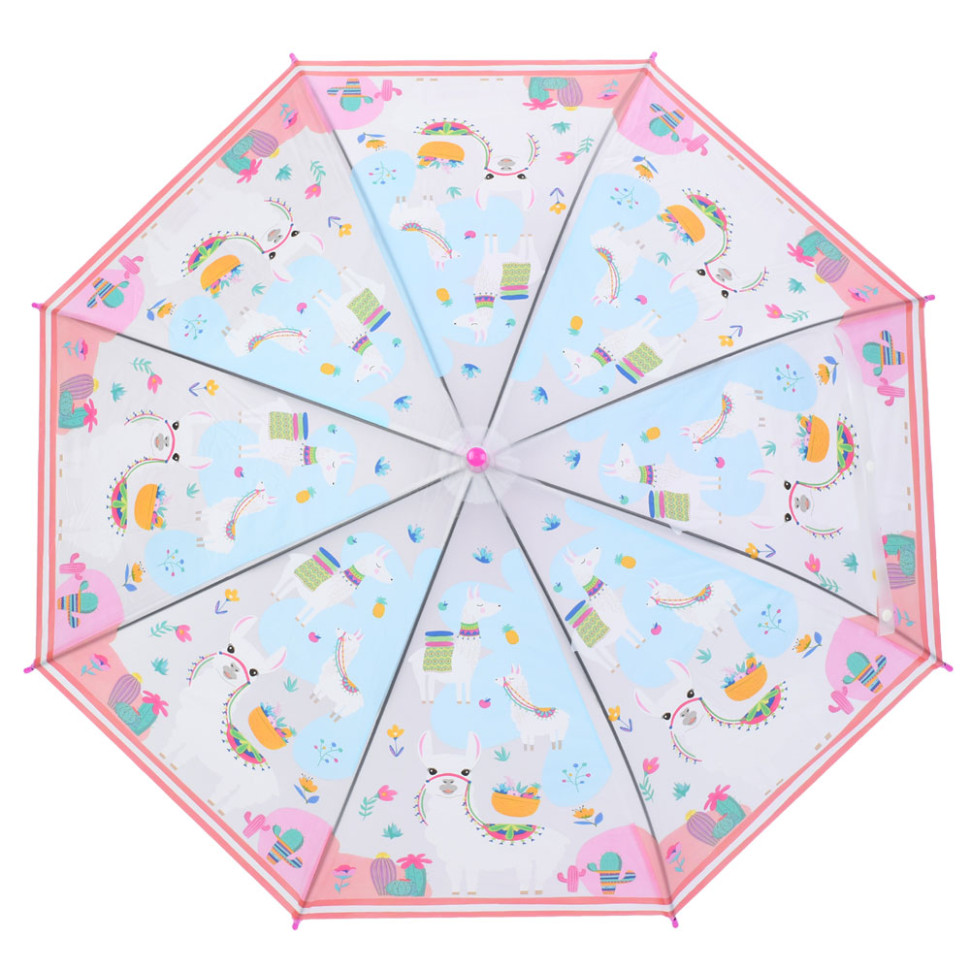 Дитяча парасолька "Весела Лама" MK 5790(Pink) довжина 65 см, тростина 60 см, діаметр 84 см, спиця 48 см