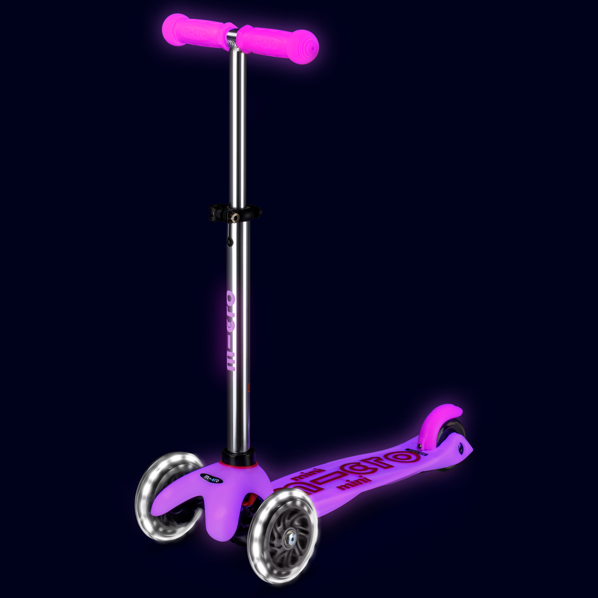 Самокат Micro серії "Mini Deluxe Glow LED" – Морозний Рожевий (до 50 kg, 3-х колісний, світло) — фото 7