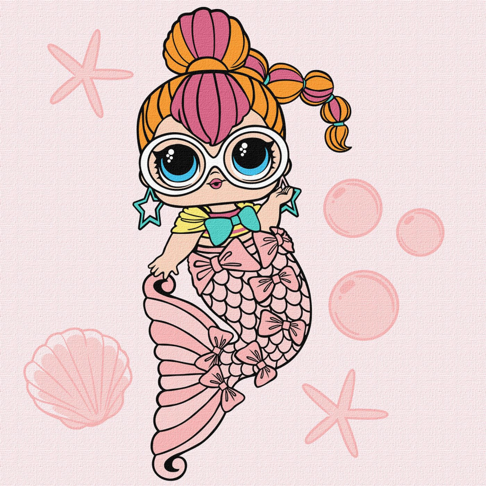Картина за номерами "L.O.L. Surprise! Mermaids Neon QT" KHO6264, 40х40 см