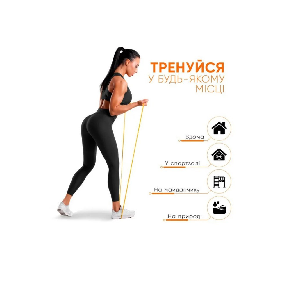 Резиновая петля для фитнеса EF-2654-1 Желтая 1-6 кг — фото 3